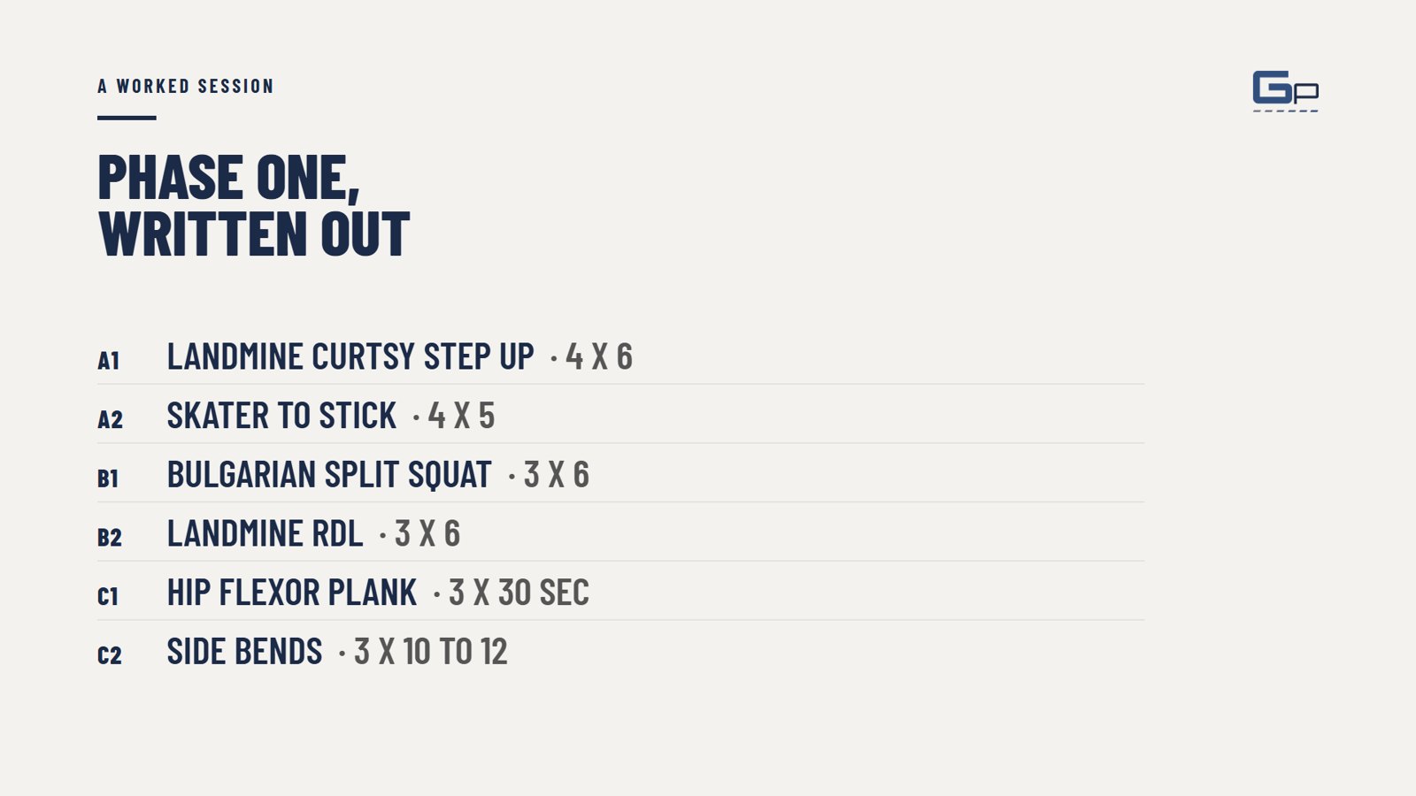 Course slide: phase one, written out